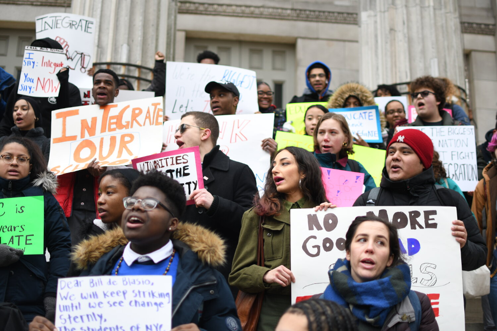 protests outside Brooklyn Borough Hall
